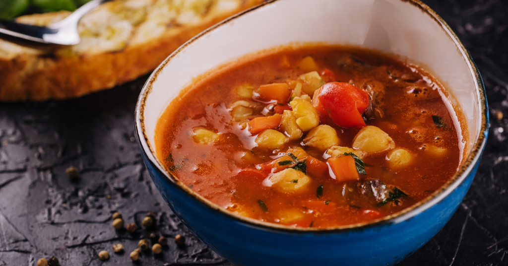 Spicy Peanut Soup with Sweet Potato + Kale Recipe