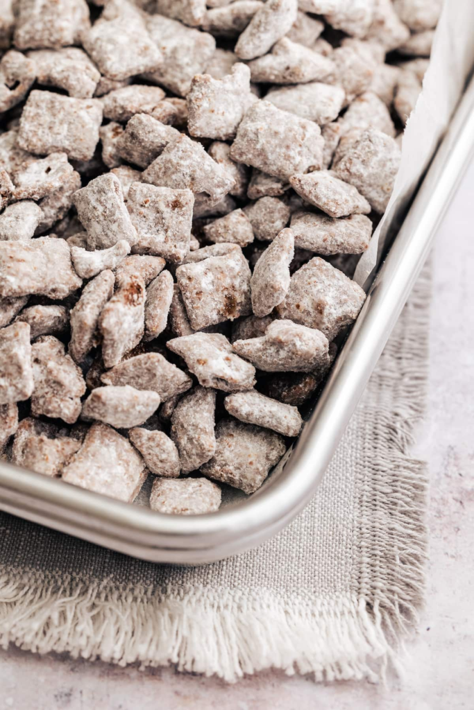 Chocolate powdered sugar Puppy Chow Recipe