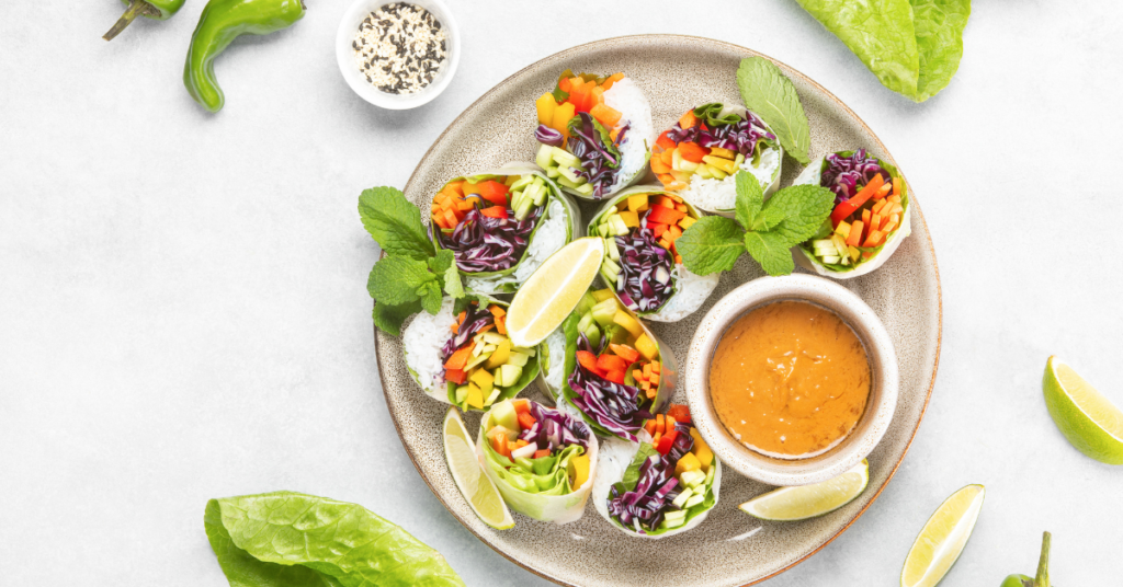 Detox Rainbow Roll-Ups with Peanut Sauce Recipe